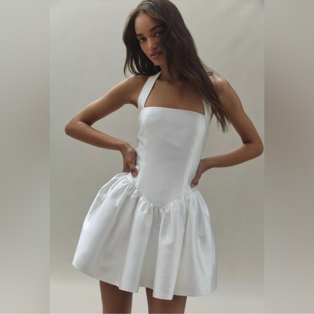 Elegant White Halter Dress